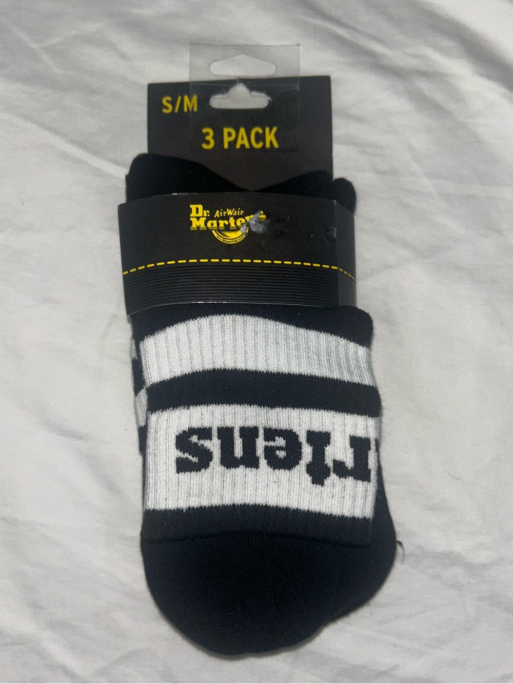 Dr. Martens Black & White 3-Pack Athletic Crew Socks